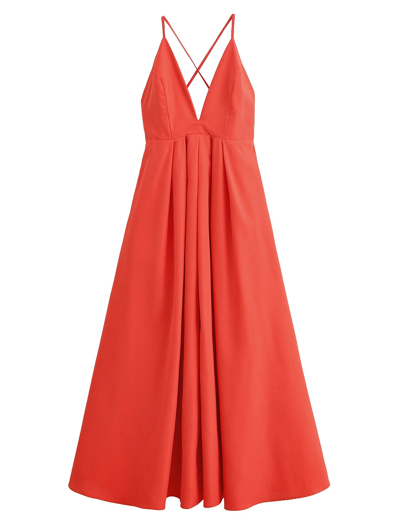 Red Backless Halter Pleated A-Line Maxi Dress