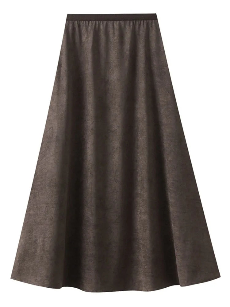 High Waist Suede A-Line Skirt