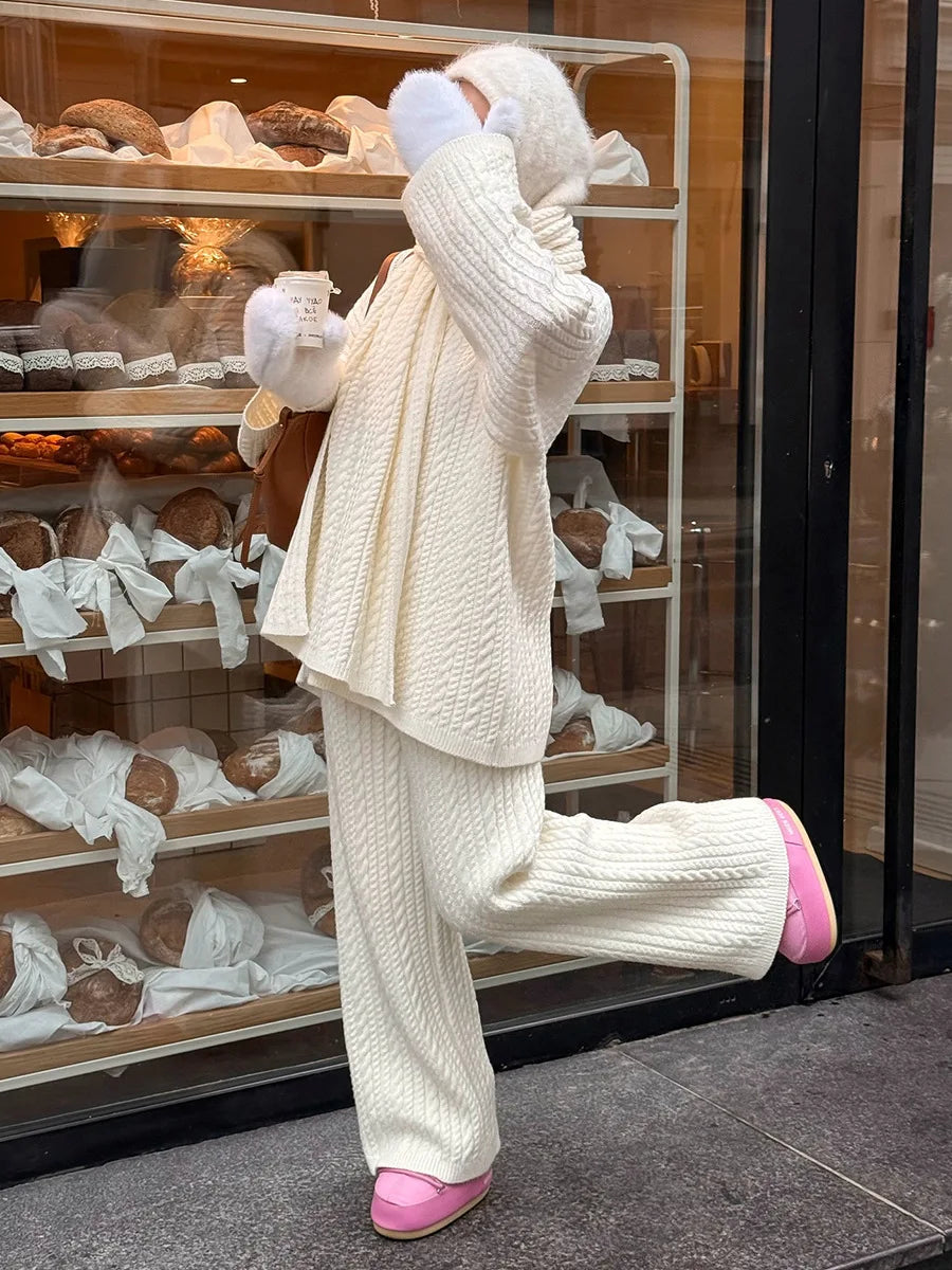 Ribbed Turtleneck Knit Set