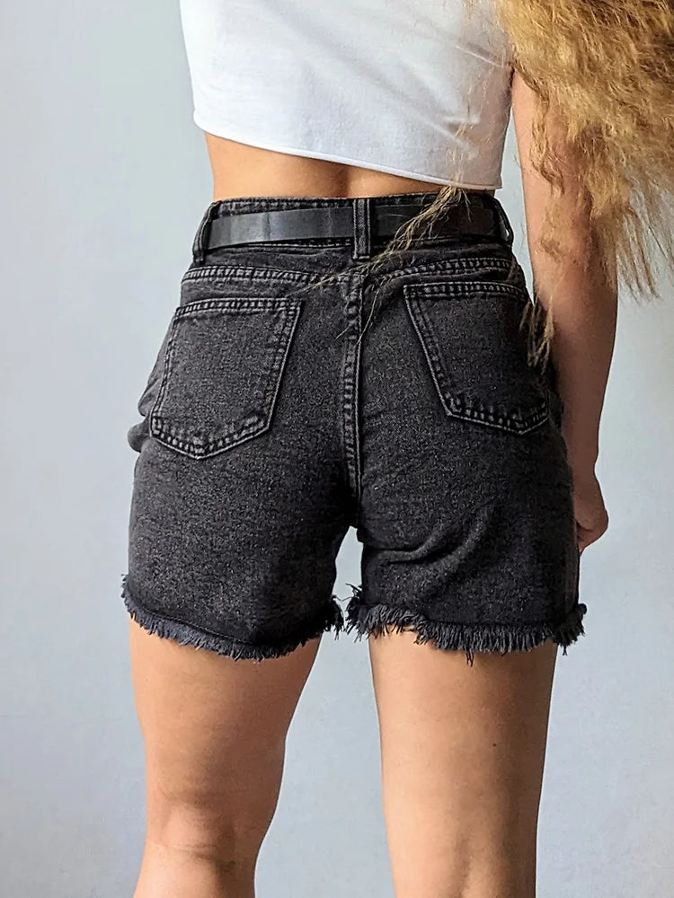 High Waist Blue Denim Shorts