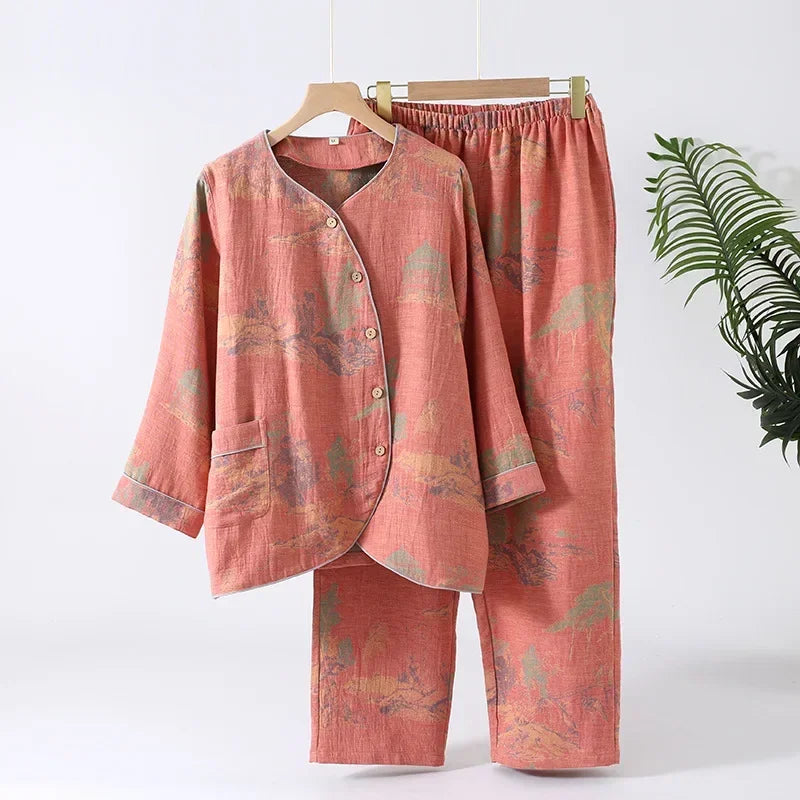 Women’s 100% Cotton Jacquard Pajama Set