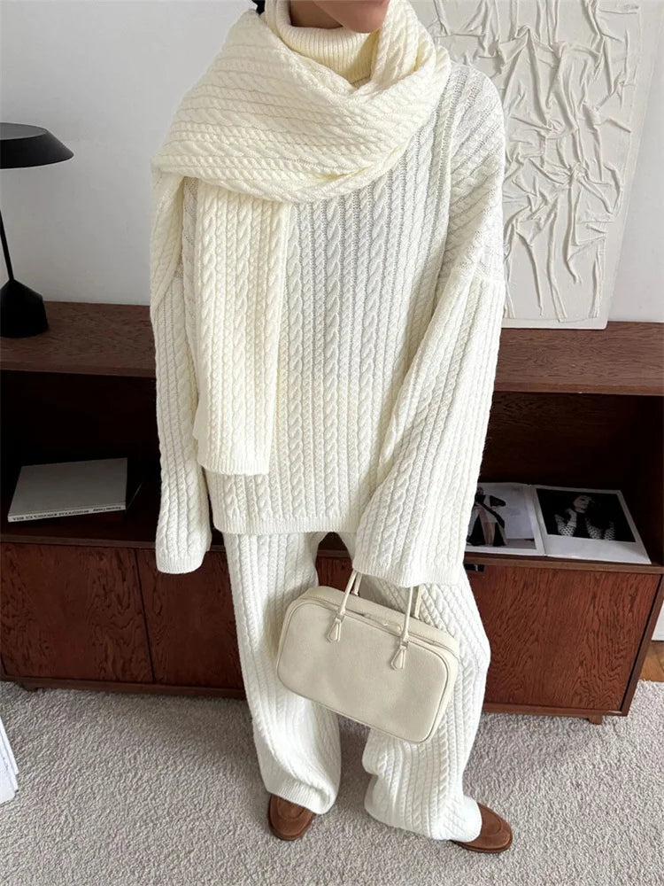 Ribbed Turtleneck Knit Set