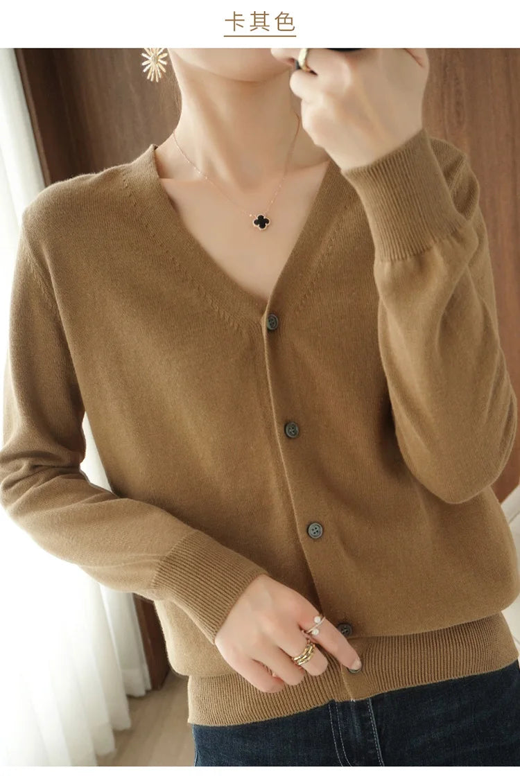 Women’s Cotton V-Neck Cropped Cardigan