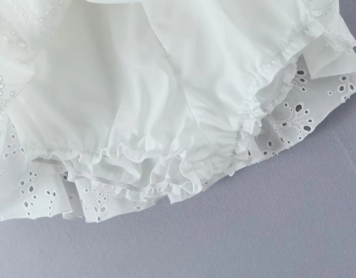 Hollow Out Embroidered Strapless Fit-and-Flare Mini Dress