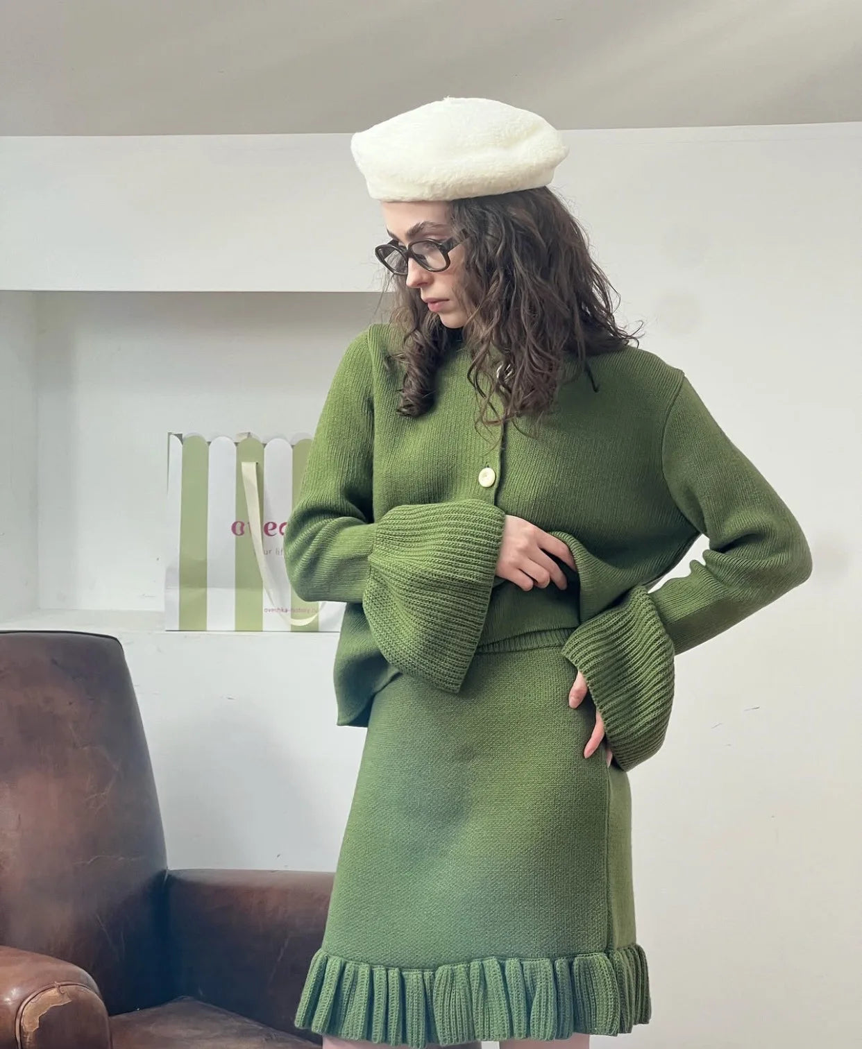 Ribbed Patchwork Knit Cardigan