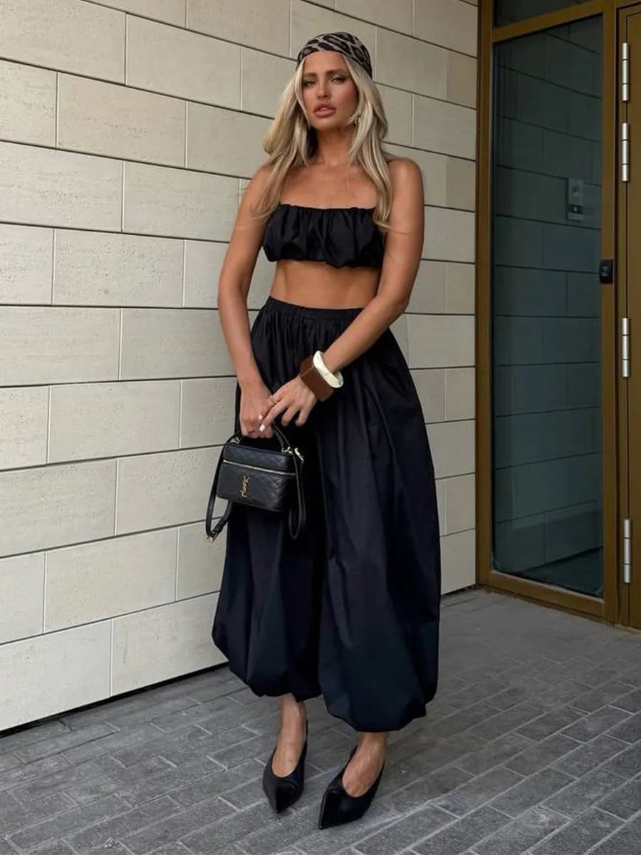 High Waist Wide-Leg Patchwork