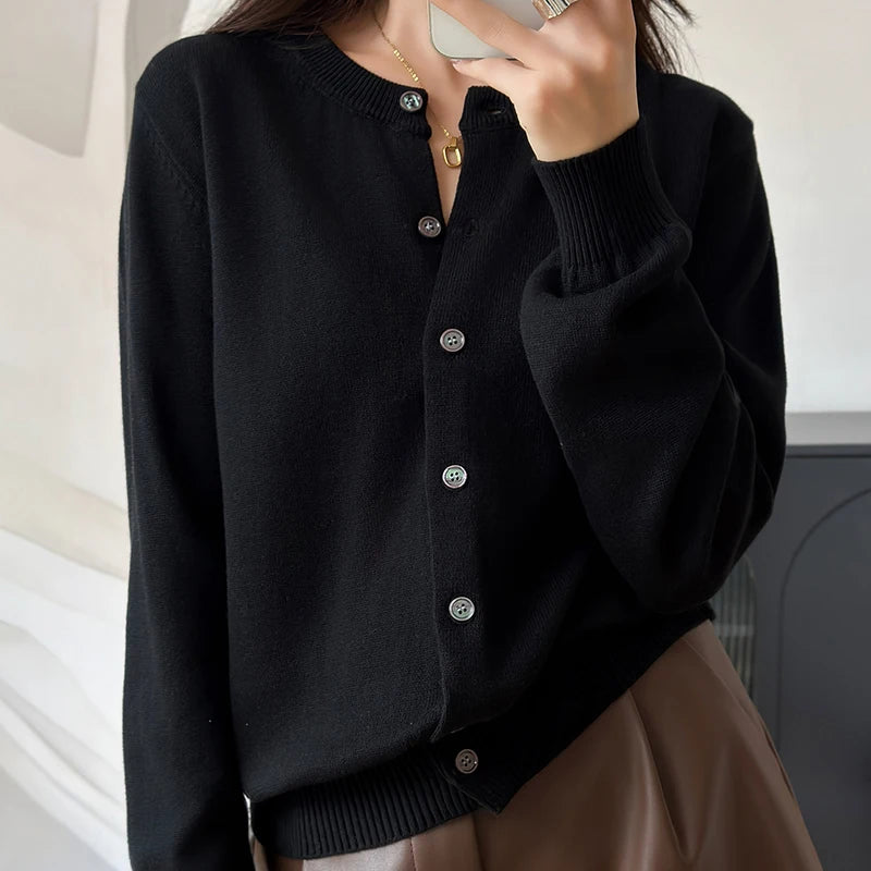 Cotton O-Neck Cardigan