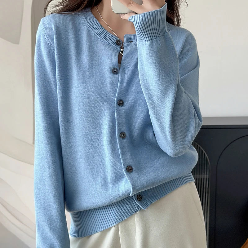 Cotton O-Neck Cardigan