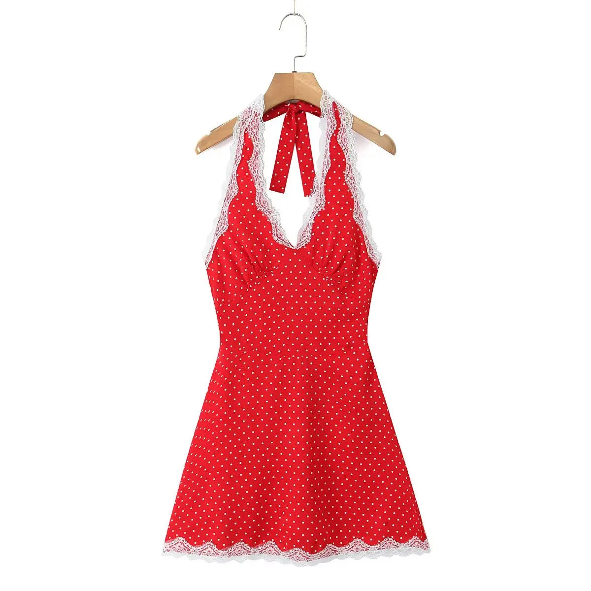 Women’s Lace Spliced Halter Dress