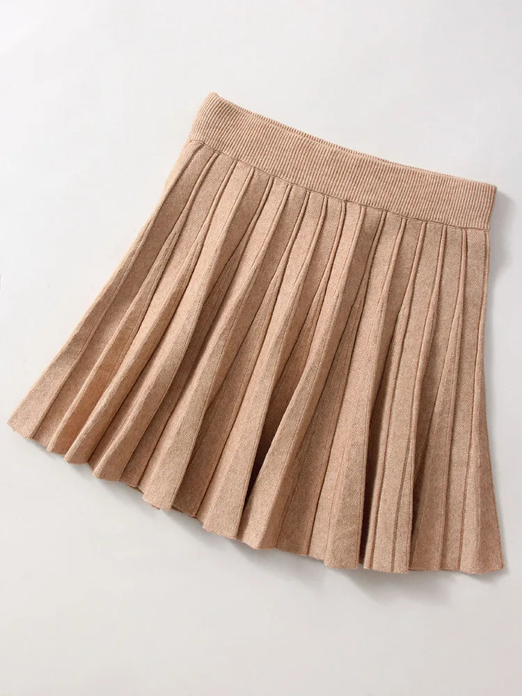 Knitted Pleated Mini Skirt