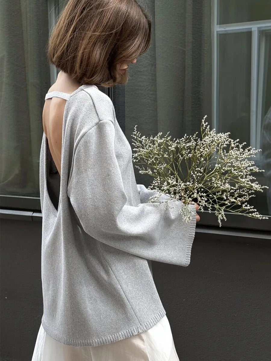 Backless Loose Knit Sweater