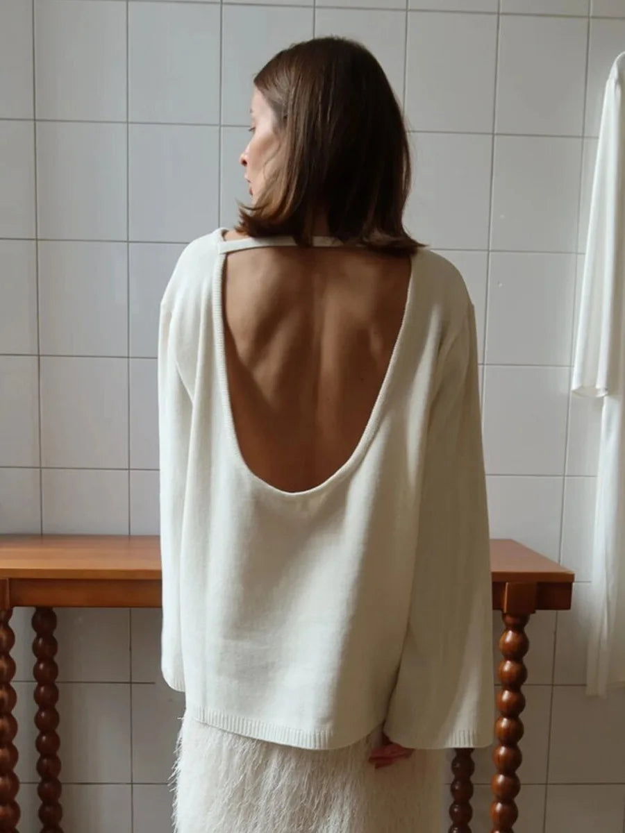 Backless Loose Knit Sweater