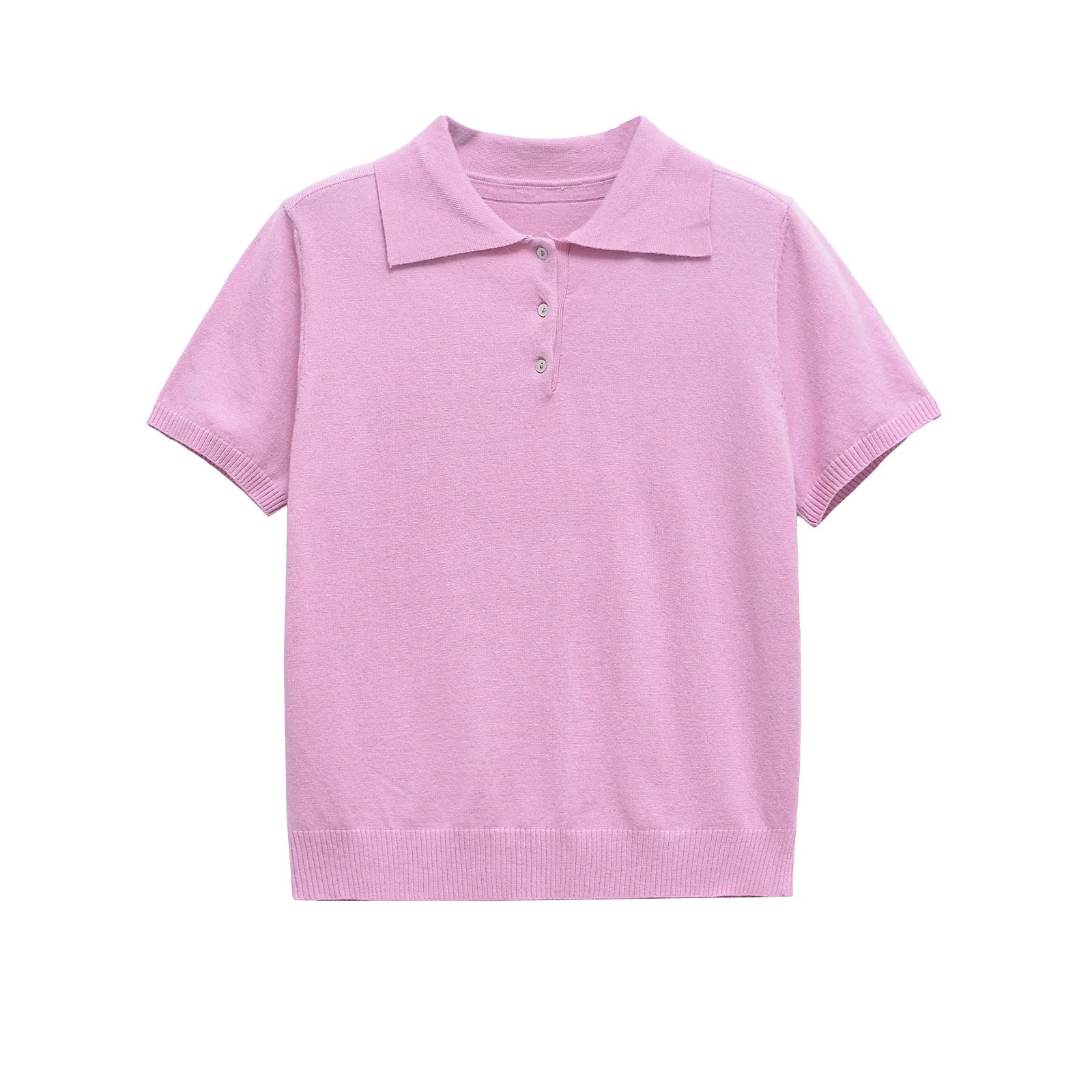 Short-Sleeve Jersey Polo Crop Top