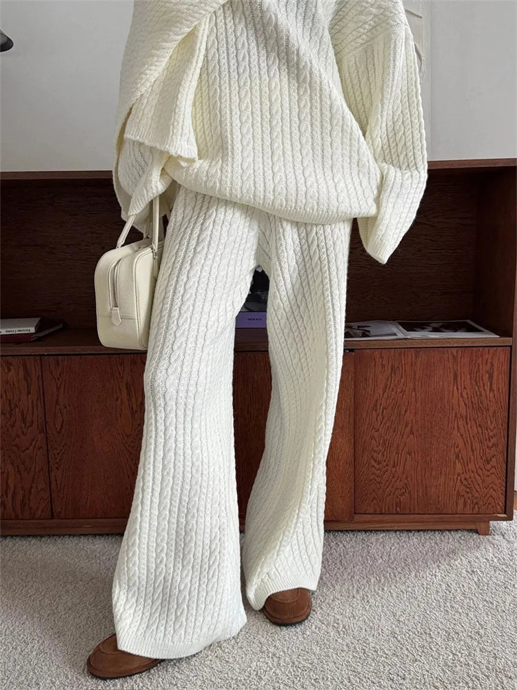 Ribbed Turtleneck Knit Set
