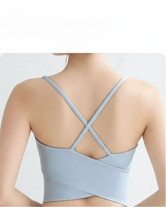 High Impact Seamless Sports Bra with Cross Back