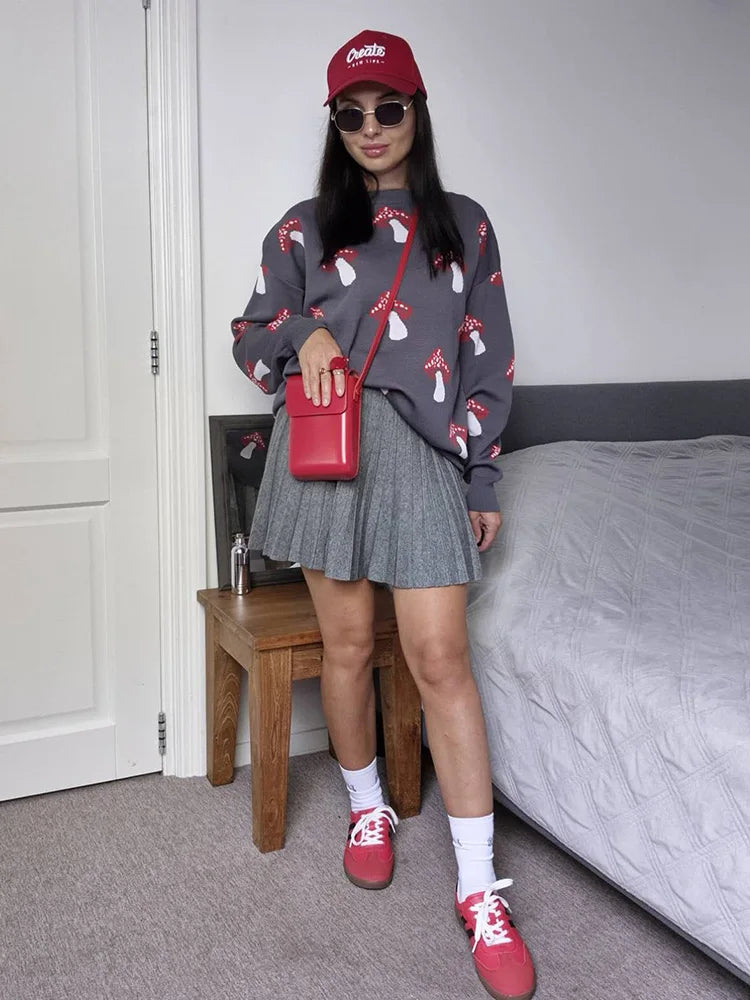 Knitted Pleated Mini Skirt