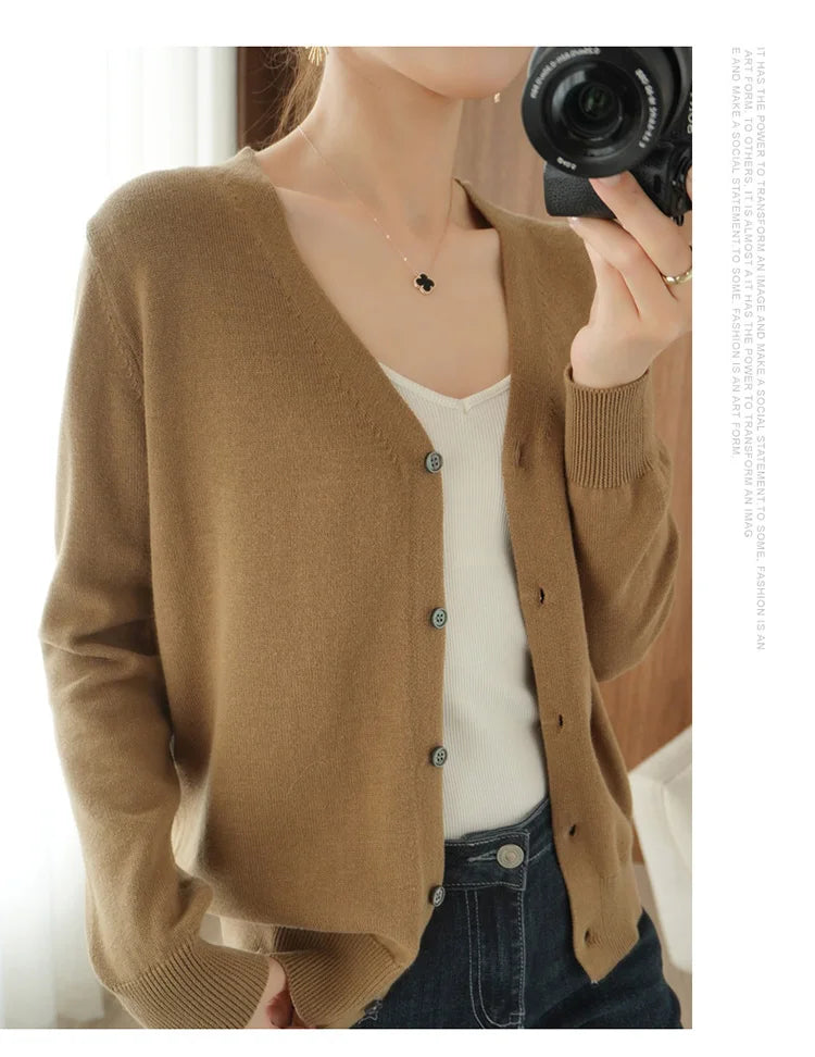 Women’s Cotton V-Neck Cropped Cardigan