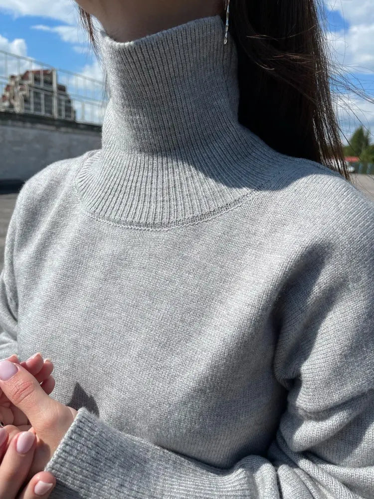 Loose Turtleneck Knit Sweater