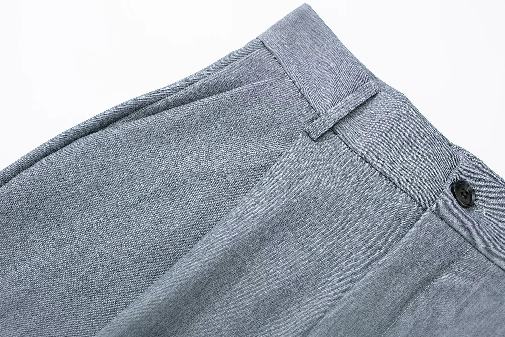 High Waist Front-Pleat Straight-Leg Trousers for Women