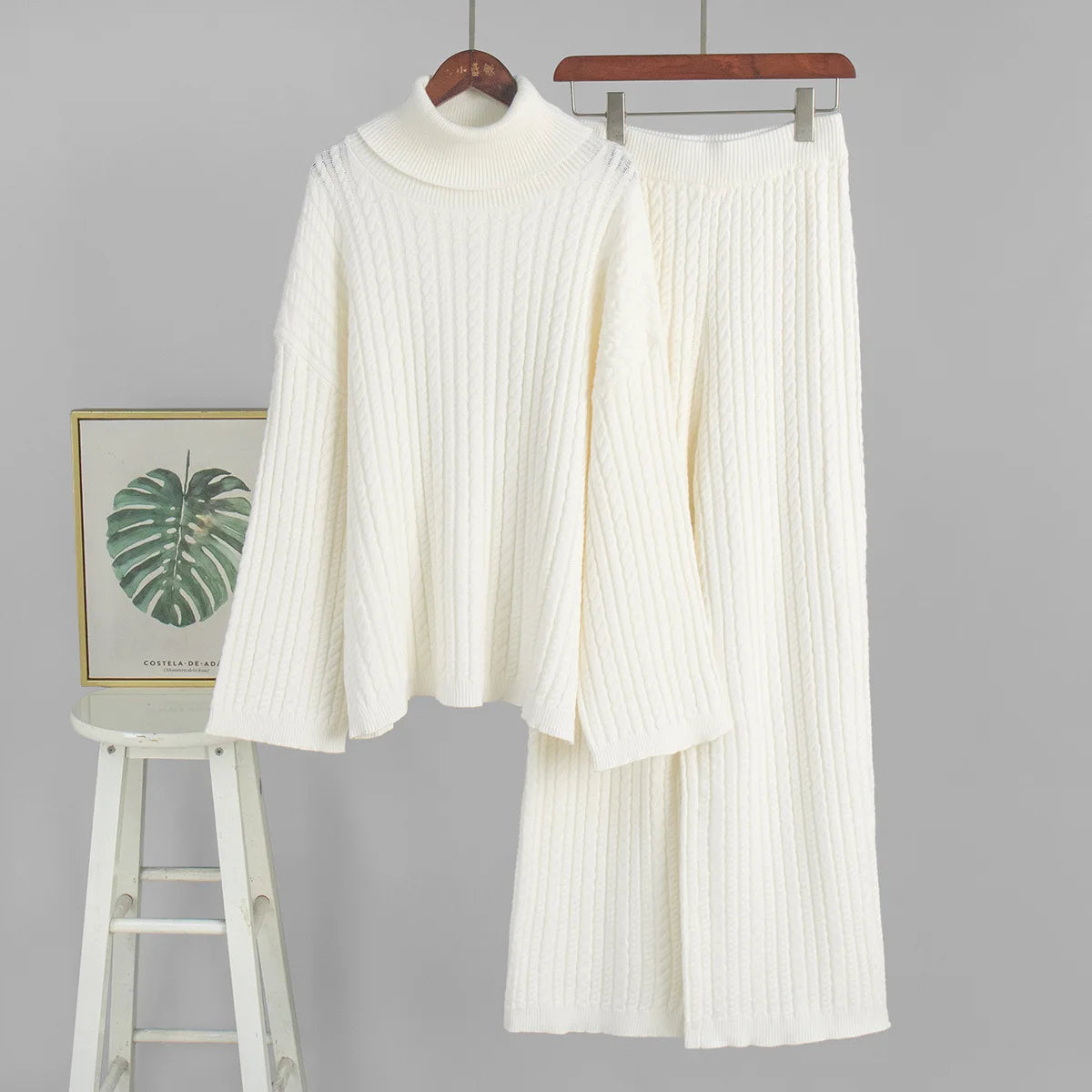 Ribbed Turtleneck Knit Set