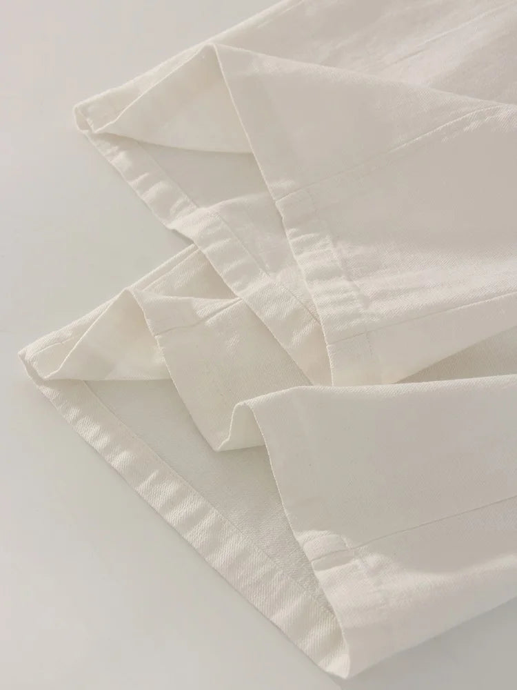 High Waist Cotton-Linen Wide Leg Pants