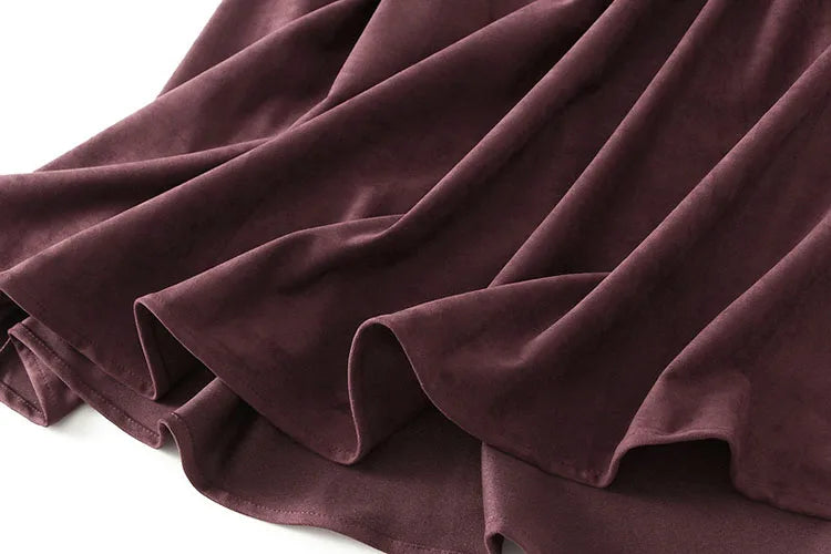 High Waist Suede A-Line Skirt
