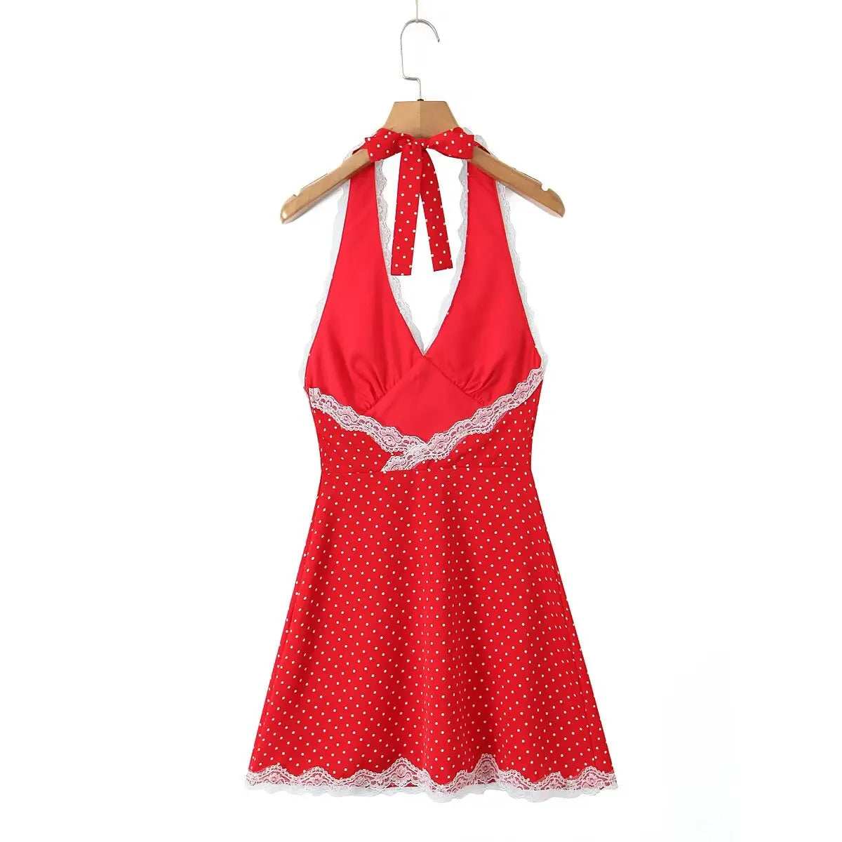 Women’s Lace Spliced Halter Dress