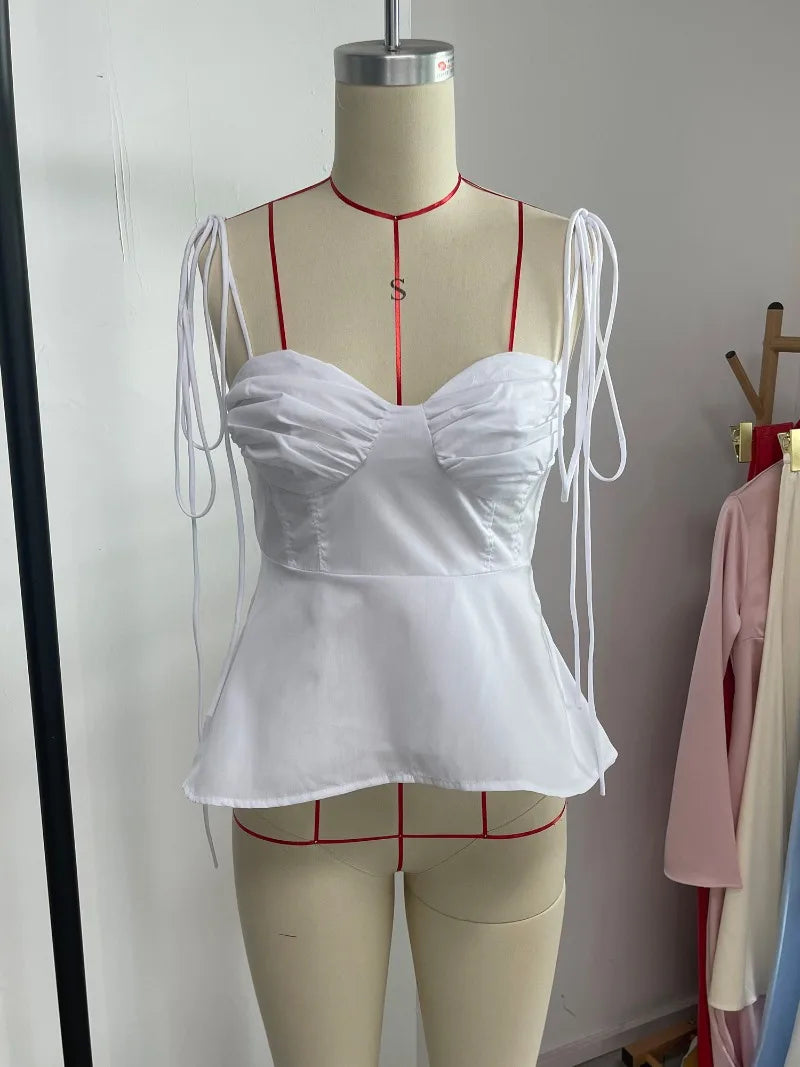 Smocked Strappy Ruffle Camisole