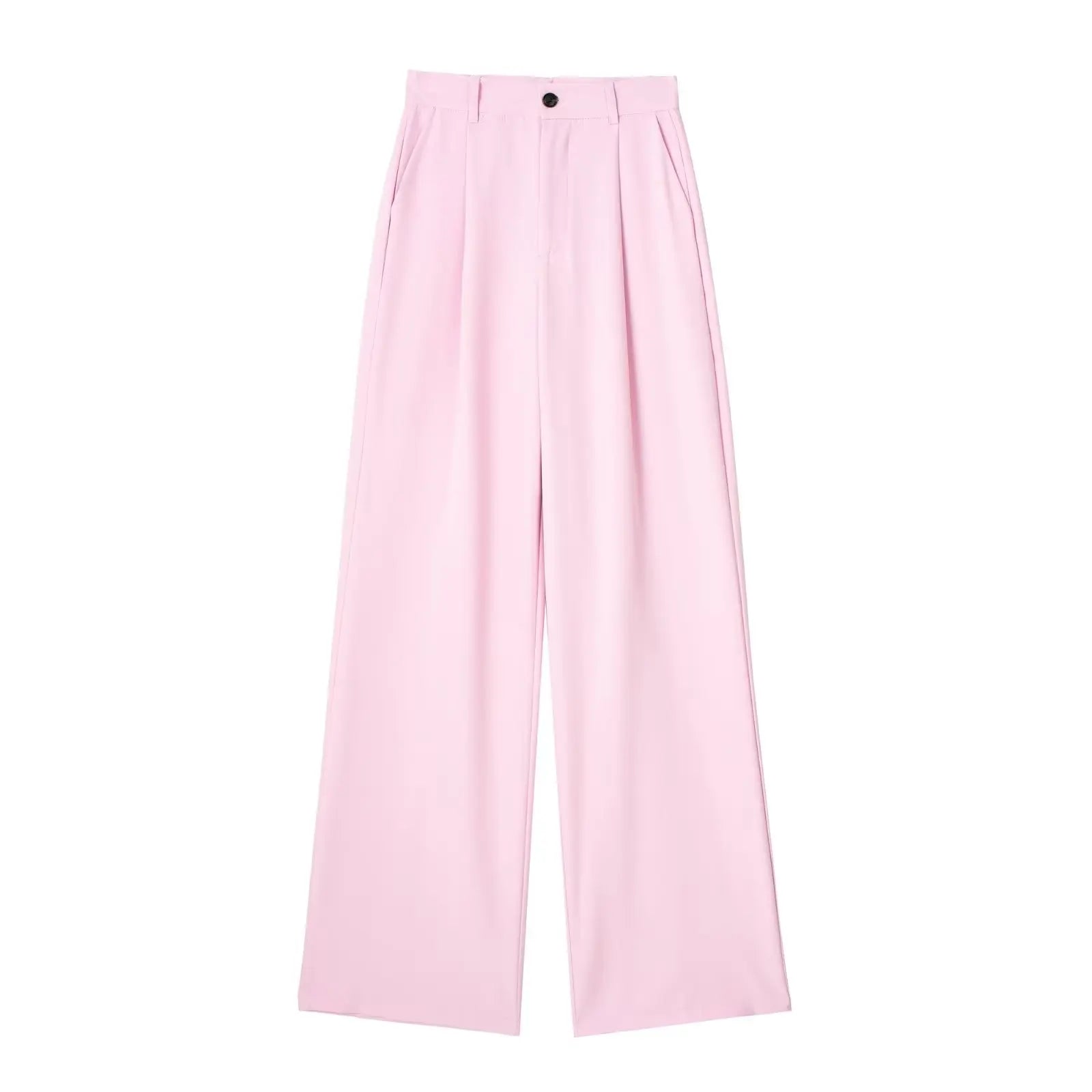 High Waist Front-Pleat Straight-Leg Trousers for Women