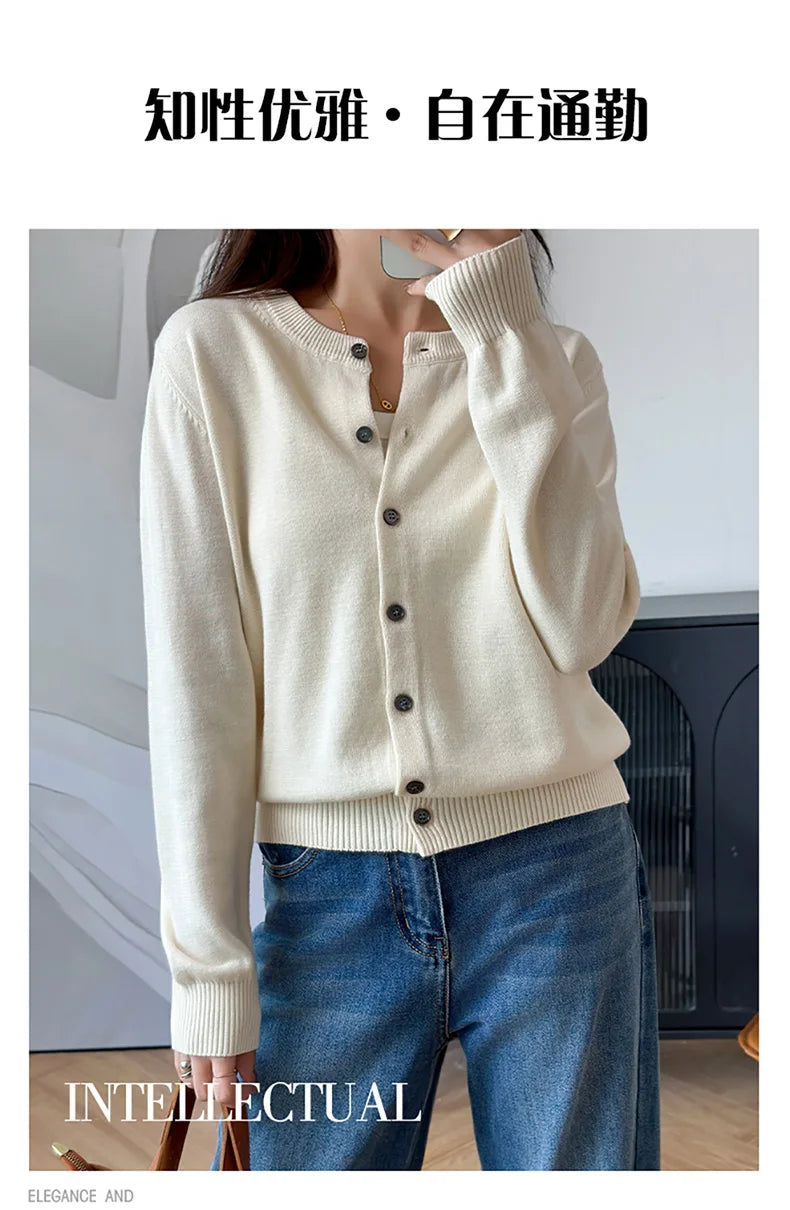 Cotton O-Neck Cardigan