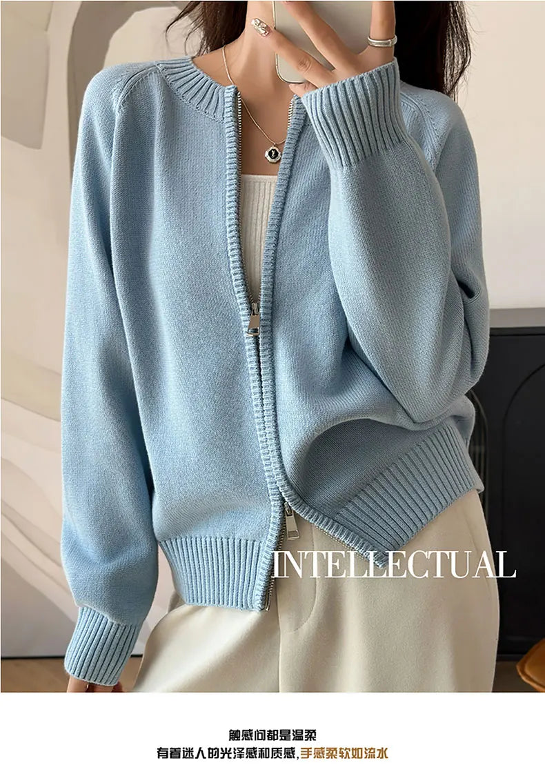 Women’s 100% Cotton Zip-Up Cardigan